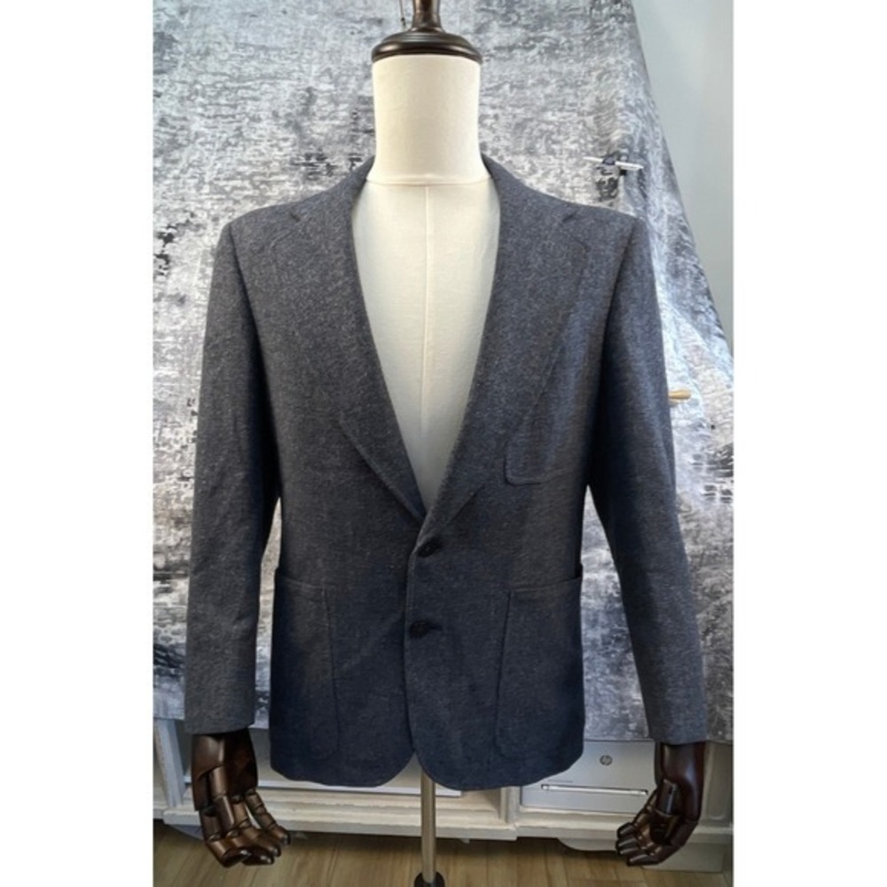 Vtg Strathmore‎ Men's 40S Blue Grey Wool Tweed Plain Twill Blazer Sports Coat